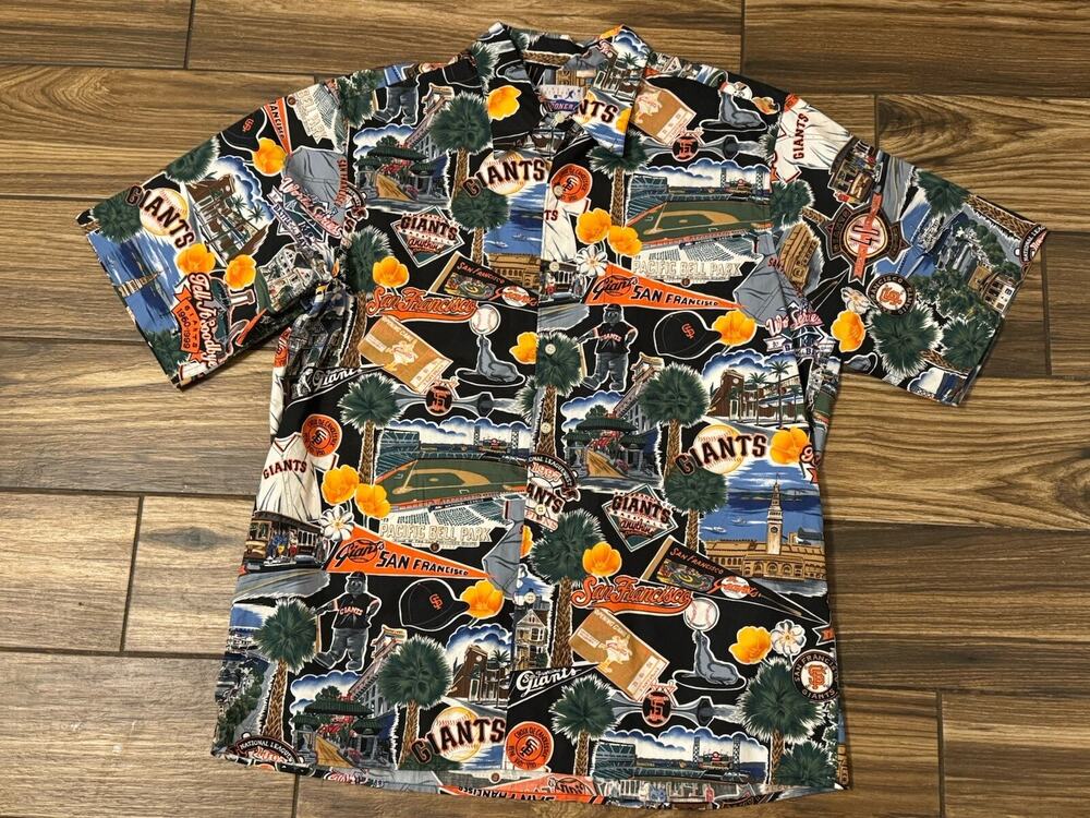 Reyn Spooner SF Giants Baseball Mens Large Shirt Button Up Hawaiian Short Sleeve